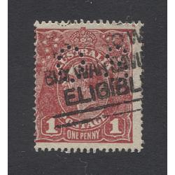 (PE15006) AUSTRALIA · 1918: used 1d maroon (deep carmine-red) KGV defin on rough paper perf OS BW 72Rbb accompanied by Starling Certificate (2018) · a very collectable example of this rare shade (3 images)
