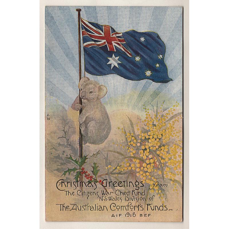 (PG15012) AUSTRALIA · Citizen's War Chest Fund "Christmas Greetings" card sold to raise funds for The Australian Comforts Funds · this printing does not have a "postcard back" · fine condition