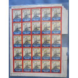 (PP1231L) AUSTRALIA · c.1915: complete ungummed sheet of GUARD YOUR FUTURE BUY A WAR LOAN BOND patriotic poster stamps printed by A.J. Mullett  · some separation and other faults so please view both largest images