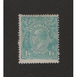 (PR1503) AUSTRALIA · 1920: fresh mint 1/4d dull greenish-blue KGV defin (S Wmk) SG 66a · o/c to R o/wise in excellent condition · c.v. £100 (2 images)