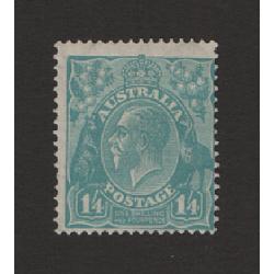 (PR1504) AUSTRALIA · 1928: fresh mint 1/4d turquoise KGV defin (SM Wmk · perf.13½x12½) SG 104 · o/c to LR o/wise in excellent condition · c.v. £140 (2 images)