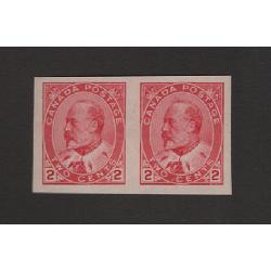 (PR1513) CANADA · 1909: fresh mint imperf pair of 2c pale rose-carmine KEVII defins SG 177a in fine condition · c.v. £30 (2 images)