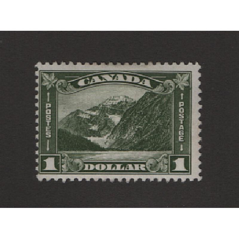 (PR1517) CANADA · 1930: fresh mint $1 olive-green Mt Edith Cavell SG 303 · nice colour and condition · c.v. £130 (2 images)