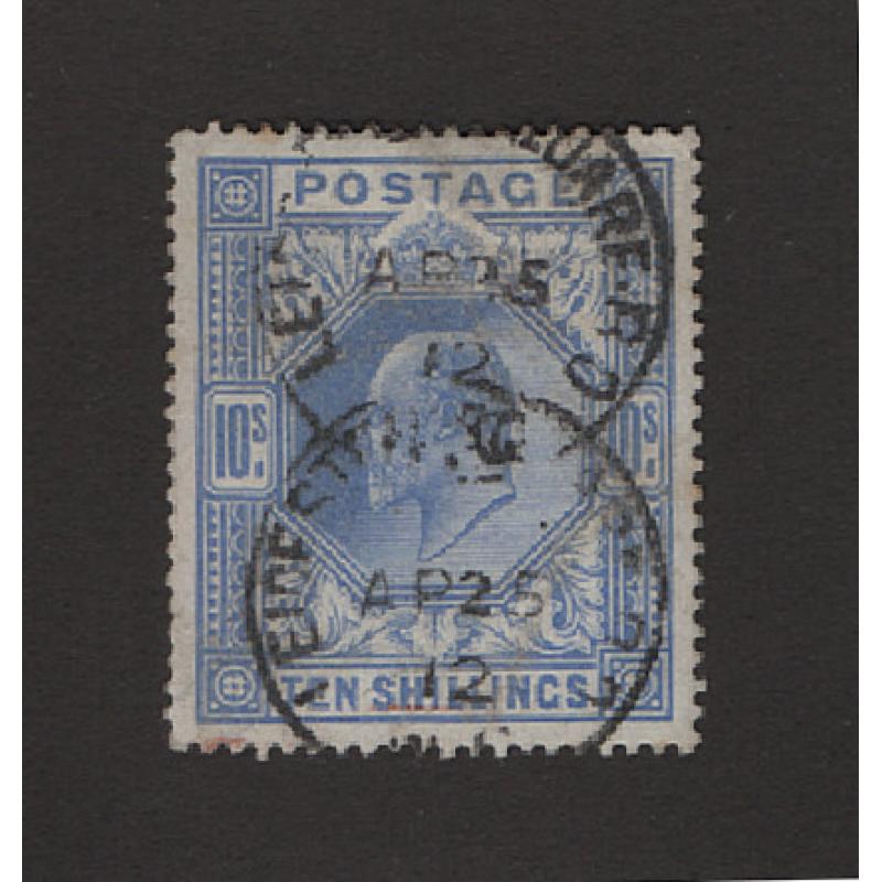(PR1541) GREAT BRITAIN · 1912: used 10/-blue KEVII defin (Large Anchor wmk · perf.14) SG 319 · any imperfections are v.minor ....please view both largest images · c.v. £600