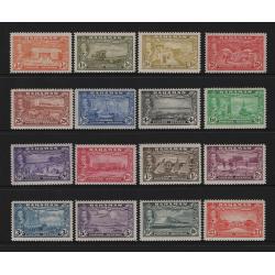 (PR1573) BAHAMAS · 1948: complete KGVI pictorial defins SG 178/193 · 1/- value has a gum disturbance o/wise condition is fine throughout · c.v. £75 (2 images)