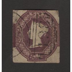 (PR1621) GREAT BRITAIN · 1854: lightly used embossed 6d purple QV SG 60 · well pressed-out crease and only one margin but an ideal example for a collector "on a budget" · c.v. £1000 (2 images)