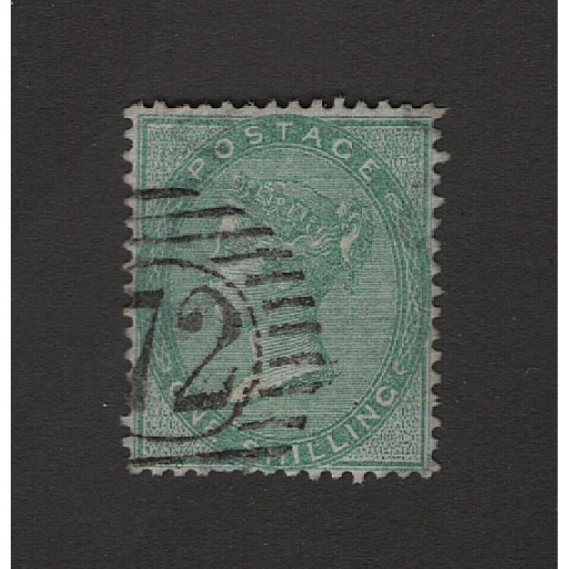 (PR1626) GREAT BRITAIN · 1856: neatly used 1/- green QV surface print SG 72 in excellent condition · c.v. £350 (2 images)