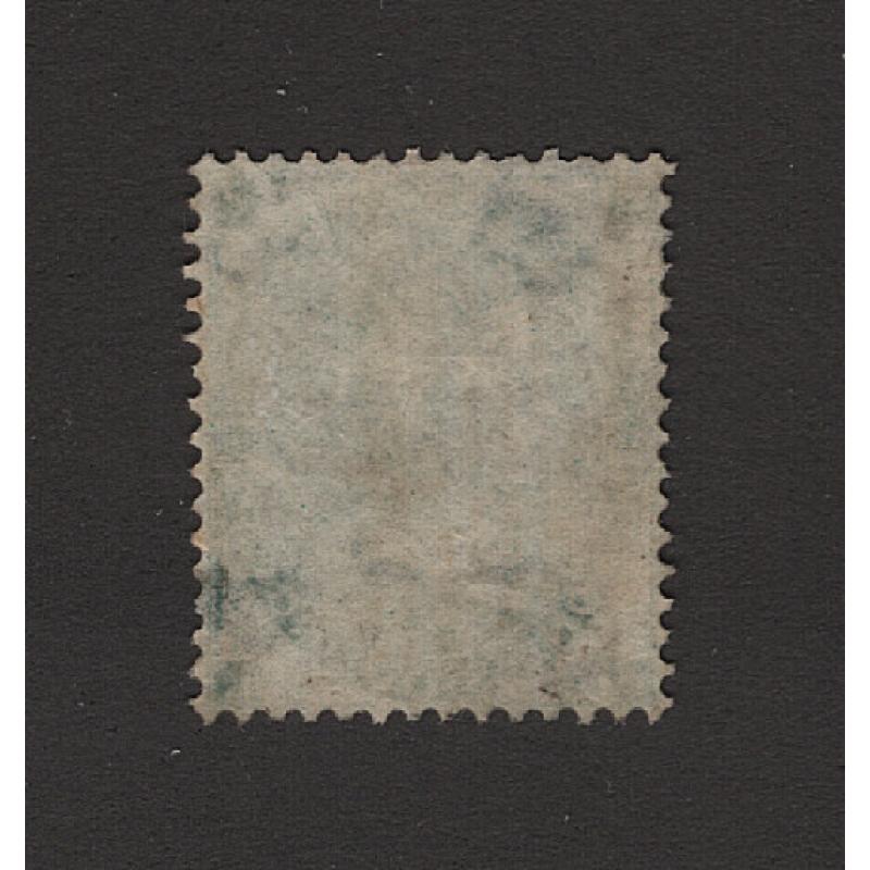 (PR1627) GREAT BRITAIN · 1862: neatly used 1/- deep green QV surface print (small corner letter) SG 89 in excellent condition front & back · c.v. £500 (2 images)
