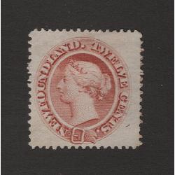 (PR1634) NEWFOUNDLAND · 1865: MNG 12c red-brown QV SG 28 · a couple of v.minor imperfections however the overall condition is excellent · c.v. £650 (2 images)