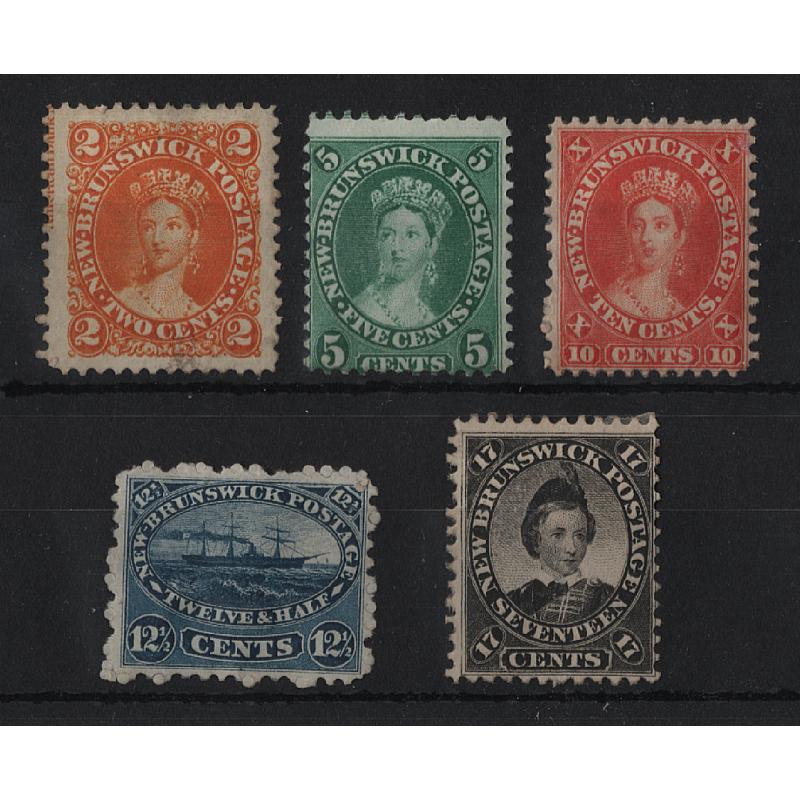 (PR1635) NEW BRUNSWICK · 1860s: mint oddments to 17c (from SG 10-19) · condition a little mixed so please view both largest images · total c.v. £240 (5)