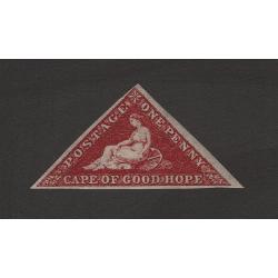 (PR1641) CAPE of GOOD HOPE · 1864: mint 1d deep carmine-red "Hope" SG 18 · clean hinge remnant with most of original gum · excellent margins · c.v. £375 (2 images)