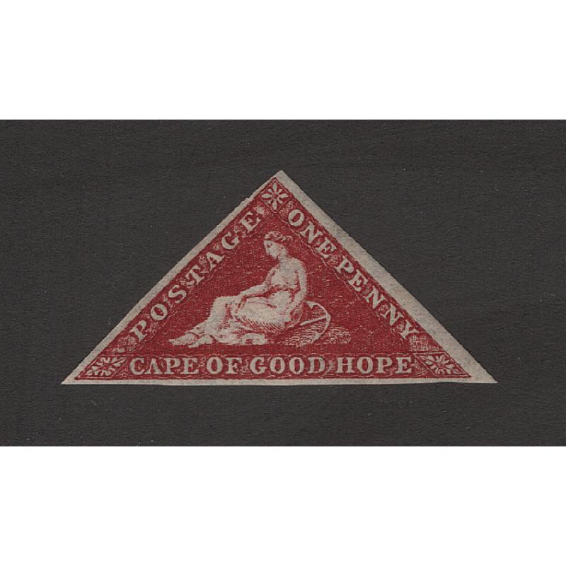 (PR1641) CAPE of GOOD HOPE · 1864: mint 1d deep carmine-red "Hope" SG 18 · clean hinge remnant with most of original gum · excellent margins · c.v. £375 (2 images)