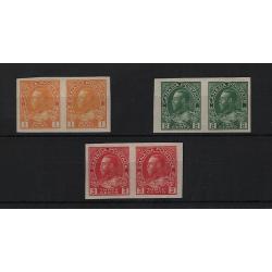 (PR1649) CANADA · 1923/24: fresh mint imperf pairs of KGV defins SG 259/261 all in fine condition · c.v. £132 · 3 items (2 images)