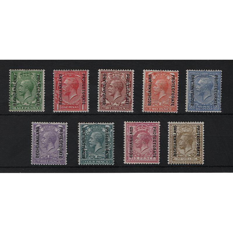 (PR1651) BECHUANALAND PROTECTORATE · 1913/24: M/MLH KGV overprint set · 2d is Die I · excellent to fine condition · c.v. £65 (2 images)