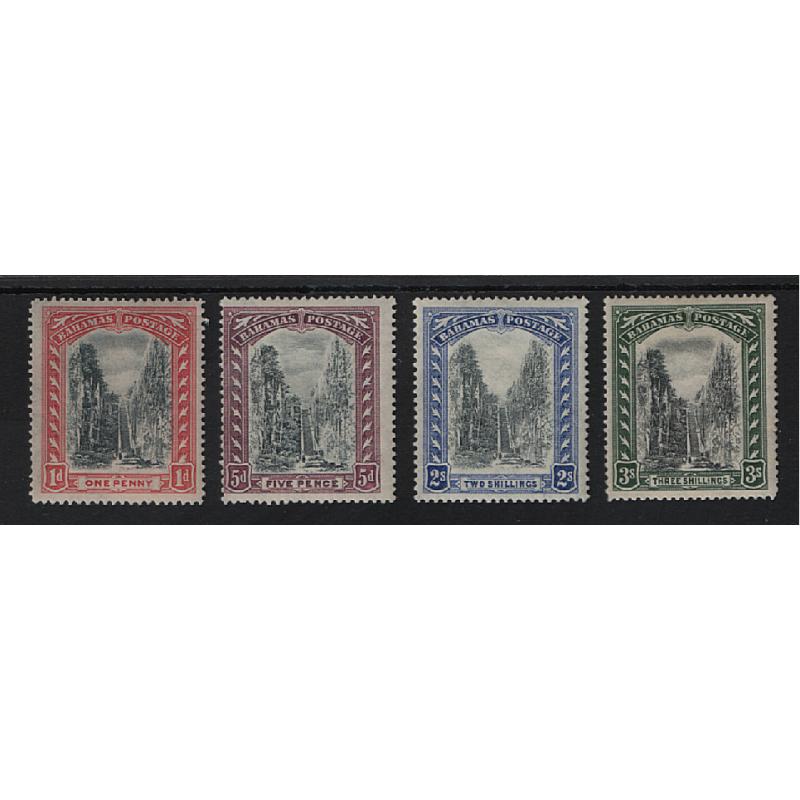 (PR1653) BAHAMAS · 1921/29: mint set of KGV pictorial defins with Multi-Script CA watermark SG 111/114 all in excellent to fine condition · c.v. £80 (2 images)