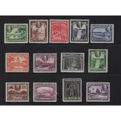 (PR1656) BRITISH GUIANA · 1934: complete fresh mint KGV pictorial definitives SG 288/300 all in fine condition except for the 4c slate-violet which has a small gum thin · c.v. £150 (2 images)