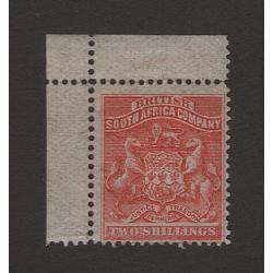 (PR1684) BRITISH SOUTH AFRICA COMPANY · 1892: excellent mint example of the 2/- vermilion Arms SG 5 with corner selvedge · c.v. £75 (2 images)