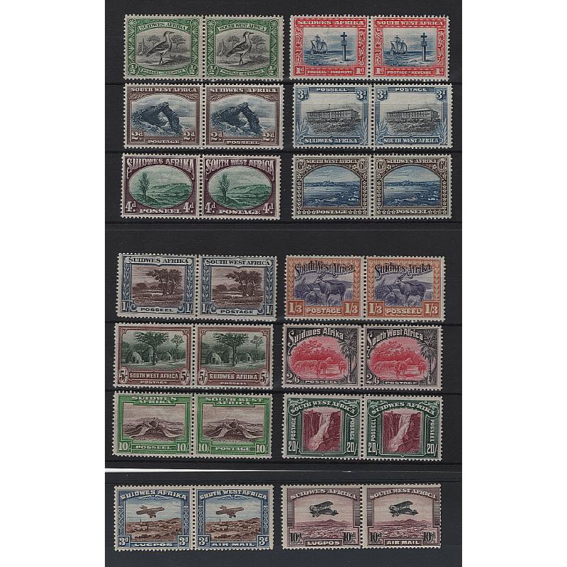 (PR1691) SOUTH WEST AFRICA · 1931: mint Pictorial defins including airs as bi-lingual pairs SG 74/85 · very nice condition throughout · c.v. £250 (2 images)