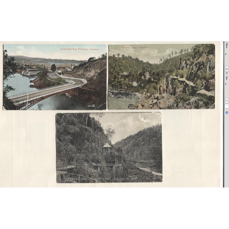 (PT10000)  TASMANIA · six cards by Spurling, Cox, Valentine et al each with a different view of CATARACT GORGE, LAUNCESTON · all have been used and condition is a little mixed so please view the largest images (6)