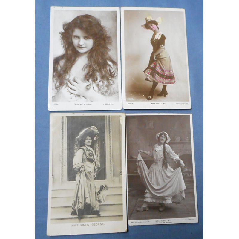 (PT1027L)  GREAT BRITAIN · 22 different "Actress" postcards, all but one are real photo style prints - includes Zena Dare, Adrienne Augarde, Nellie Stewart, Billie Burke et al ..... mostly in excellent condition (3 images)