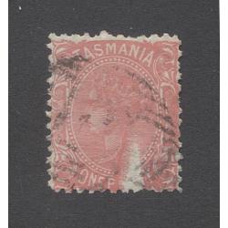 (PY10003) TASMANIA · 1891: lightly used 1d pink QV S/face perf.12 with WEDGE FLAW SG 164d · a few shortish perfs o/wise in excellent condition · c.v. £110 (2 images)