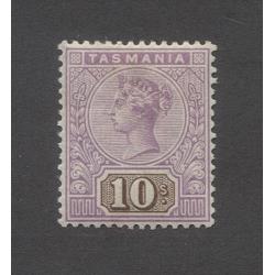 (PY10005) TASMANIA · 1892: MLH 10/- mauve & brown QV Key Plate SG 224 in fine condition · please view both largest images