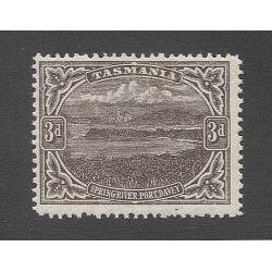 (PY10007) TASMANIA · 1912: MVLH 3d brown Pictorial printed on thin paper SG 262 in fine condition front/reverse · c.v. £70 (2 images)