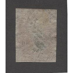 (PY10025) TASMANIA · 1856: used two margin 1d deep red-brown QV Chalon printed of Pelure paper SG 24 · a very collectable example · c.v. £750 (2 images)