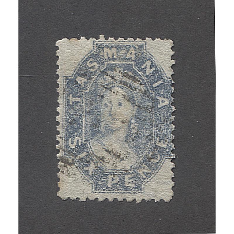(PY10032) TASMANIA · 1864/68: finely used 6d dull cobalt QV Chalon perf.12½ SG87 · nice condition · c.v. £100