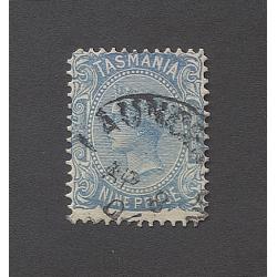 (PY10040) TASMANIA · 1903: used 9d pale blue QV S/face (SIDEWAYS V/Crown wmk · perf.12½) SG 242c in excellent condition · c.v. £160 (2 images)