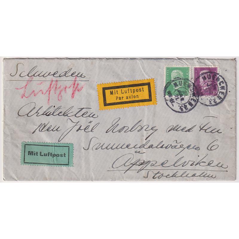 (QQ1999) GERMANY · 1931: commercial air mail cover mailed to Stockholm from Berlin · arrival b/stamps · any imperfections are very minor