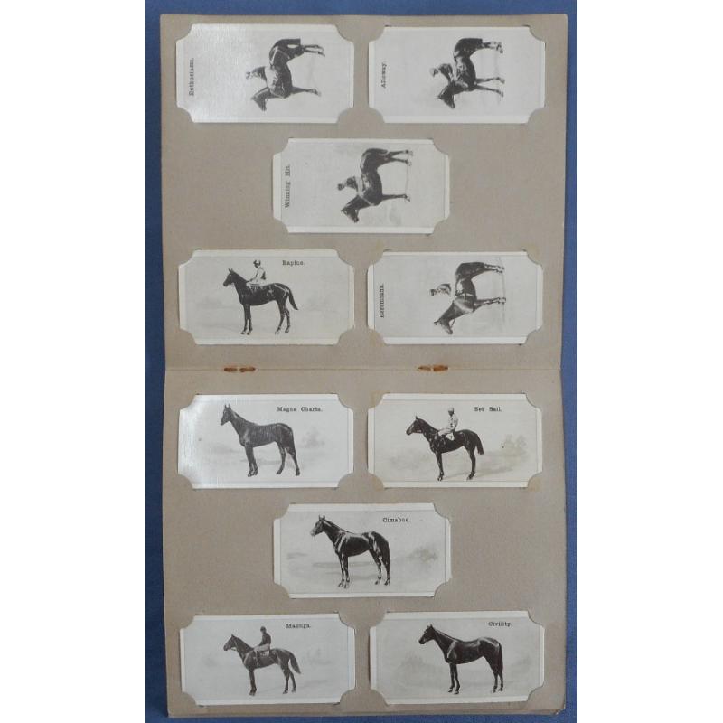 (QQ1082L) NEW ZEALAND · 1928: locally issued W.D. & H.O. Wills NEW ZEALAND RACE HORSES cigarette cards complete in a small album · 50 cards in excellent to fine condition (4 sample images)