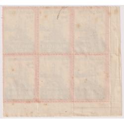 (QQ1196) AUSTRALIA · c.1915: corner block of 6x GUARD YOUR FUTURE · BUY A WAR BOND LOAN patriotic poster stamps · no gum · overall condition is excellent to fine (2 images)