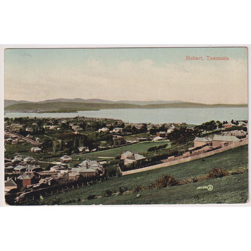 (QQ1197) TASMANIA · c.1910: unused card by Valentine (48688) w/view of HOBART (from South Hobart) · some offsets from another PPC on back o/wise in excellent condition