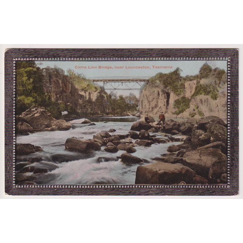(QQ1198) TASMANIA · c.1910: unused "Crystoleum" card by Valentine with a view of CORRA LINN BRIDGE NEAR LAUNCESTON in excellent condition front and verso