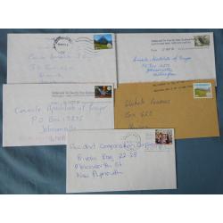 (QQ1234) NEW ZEALAND · 2001/09: commercial covers bearing different private post frankings comprising 5 each of FASTWAY and PETE'S POST · fine condition throughout (2 images)