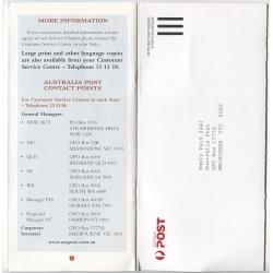 (QQ1238) AUSTRALIA · 1998: "Putting customers First" Australia Post SERVICE CHARTER · includes AP Reply Paid postcard · excellent to fine condition (3 images)
