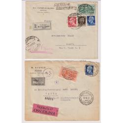 (QQ1305) ITALY · 1942: EXPRESS POST covers · one registered to inland address, the other censored to Liechtenstein · any imperfections are minor ...... see largest images ã $5 STARTER!! (2)