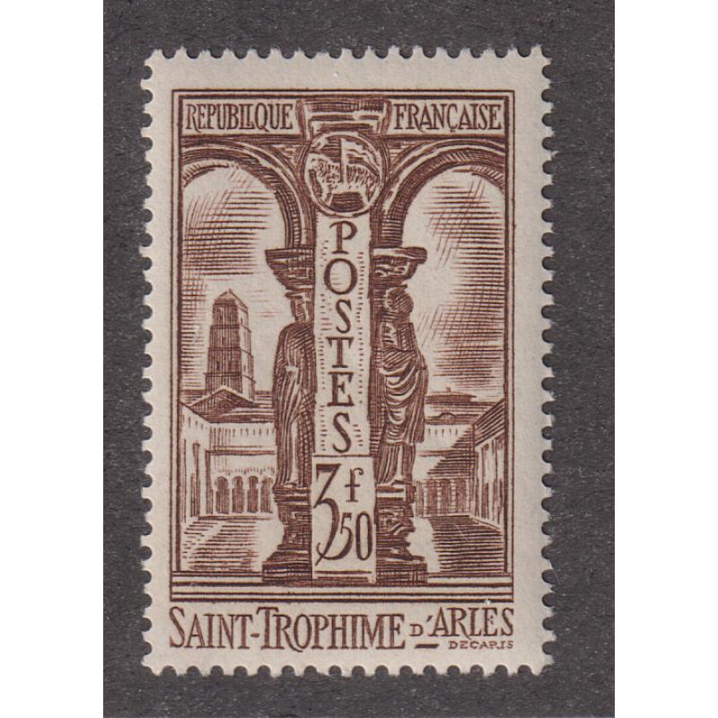 (QQ1436) FRANCE · 1903: fresh MNH 3.50f dark brown Saint-Trophine D'Arles pictorial Scott #302 - nice example - c.v. US$70 (2 images)