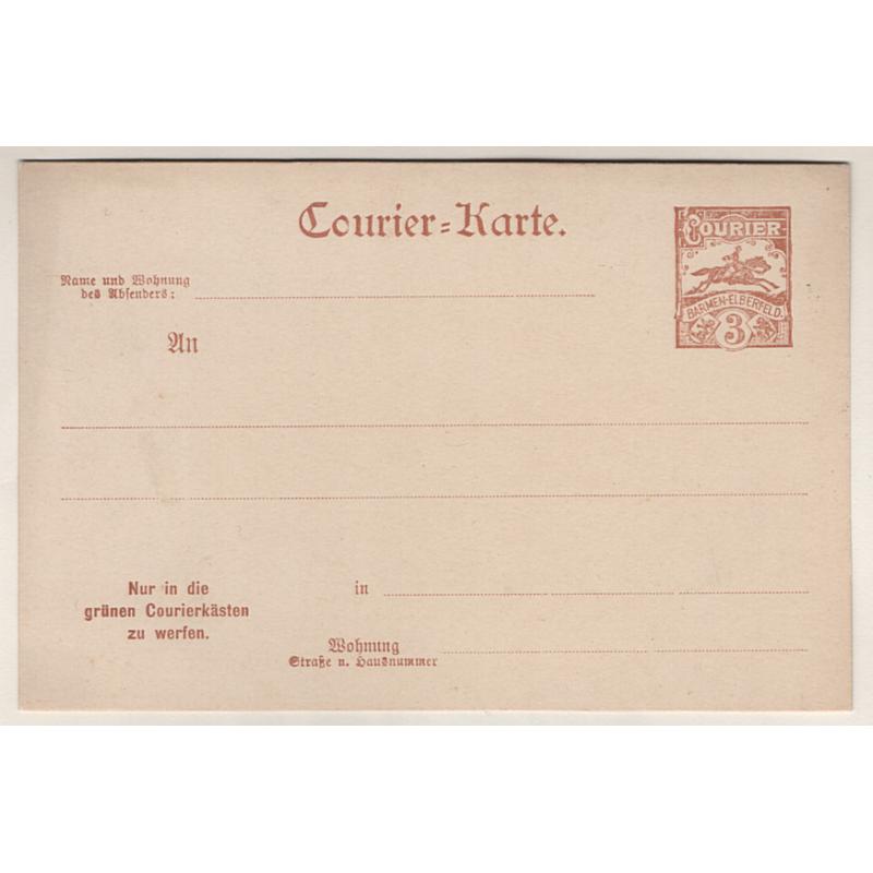 (QQ15035) GERMANY · BARMEN-ELBERFELD  c.1900: private local post 3pfg "Courier Karte" postal card in VF condition