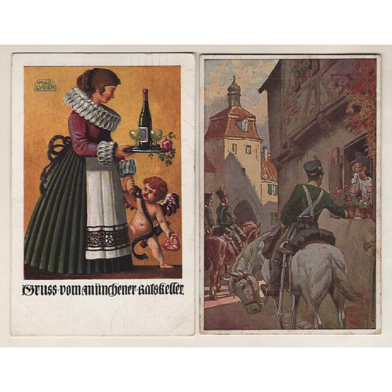 (QQ15037) GERMANY · 1917/18: two colour postcards mailed using the Feldpost · both items are in excellent to fine condition (2)