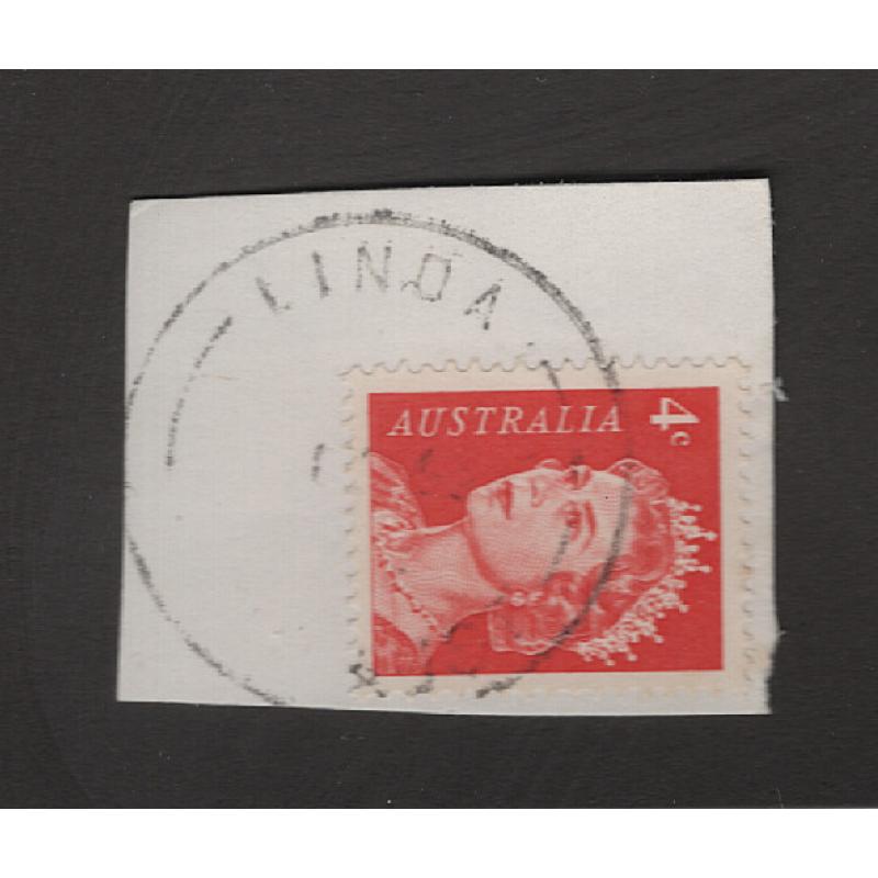 (QQ15041) TASMANIA · 1966: a nearly complete, obvious impression of the LINDA Type 5s cds on piece · postmark is rated 4R