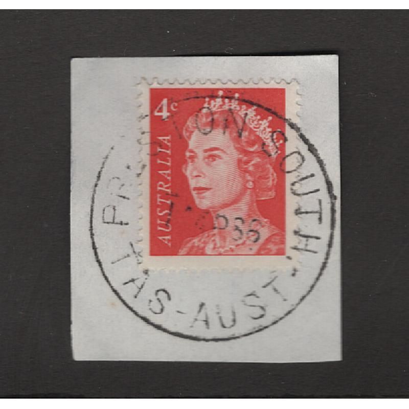 (QQ15042) TASMANIA · 1966: a fully framed and obvious impression of the PRESTON SOUTH Type 5 cds on piece · postmark is rated 3R