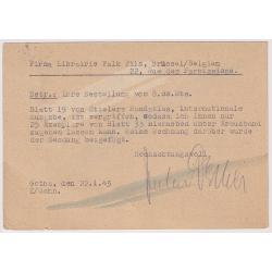 (QQ1597) GERMANY · 1943: twice censored postcard commercially used to Belgium in excellent to fine condition · note different chemical censor marks on the back · $5 STARTER!!  (2 images)