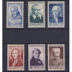 (QQ1683) FRANCE · 1953: MLH 'Famous Frenchmen' set Scott B276/281 in fine condition front and reverse · c.v. US$50+ for MNH (2 images)