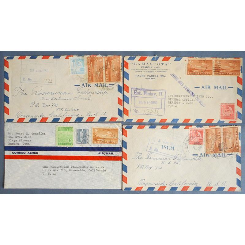 (QQ1792) CUBA · c.1950: four commercial air mail covers to the United States · all in excellent condition · $5 STARTER!!