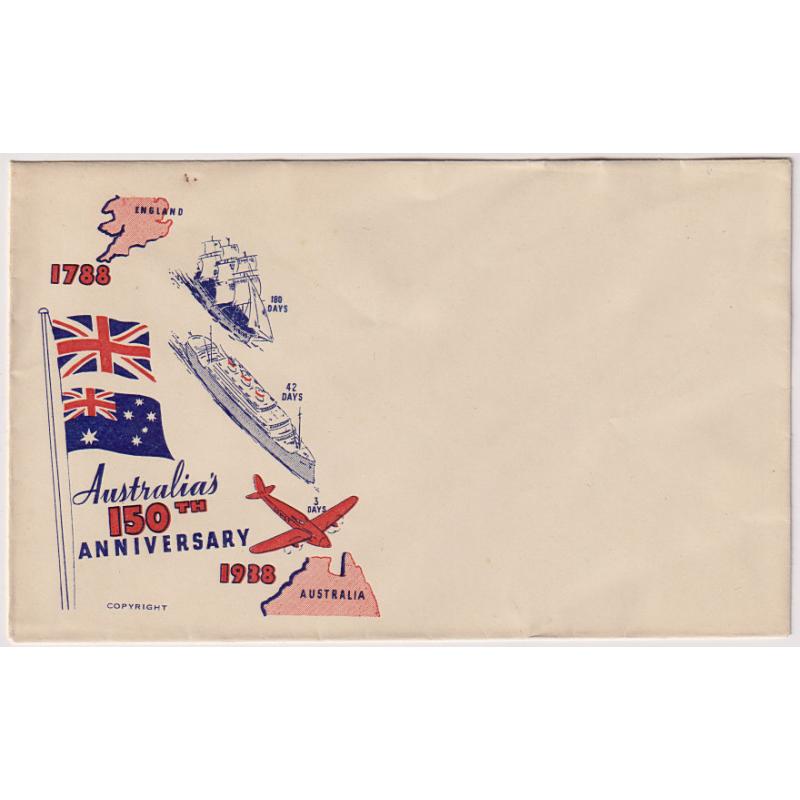 (QQ1853) NEW SOUTH WALES · AUSTRALIA  1938: unused souvenir envelope produced to commemorate NSW's Sesquicentenary · flap stuck down o/wise in nice condition