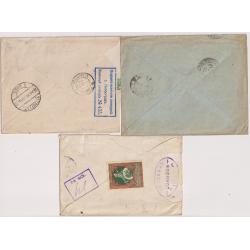 (RG1008) RUSSIA · 1915/16: three censored covers with different frankings to G.B. addresses · condition as per largest images · uncommon material (3)