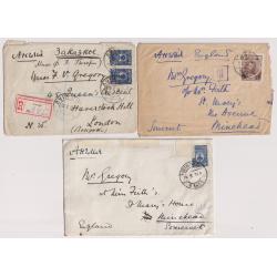(RG1009) RUSSIA · 1915/17: three censored covers (including one censored) to G.B. addresses · condition as per largest images · uncommon material (3)