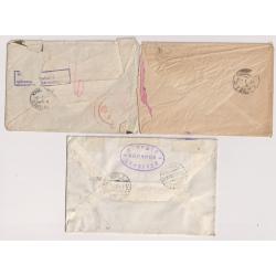 (RG1009) RUSSIA · 1915/17: three censored covers (including one censored) to G.B. addresses · condition as per largest images · uncommon material (3)